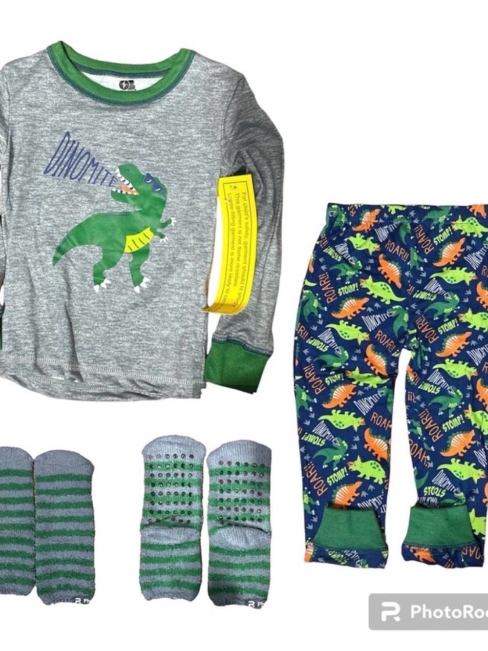 Only Boys Dinosaur Dinomite Pajama Set Long Sleeve Top Printed Pants Socks 4T